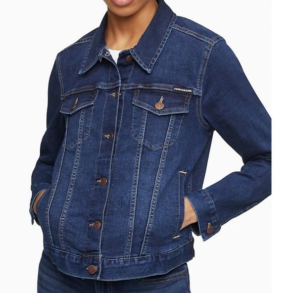 Calvin Klein Jeans Mid Blue Faded Denim Trucker Jacket - Picture 10 of 10